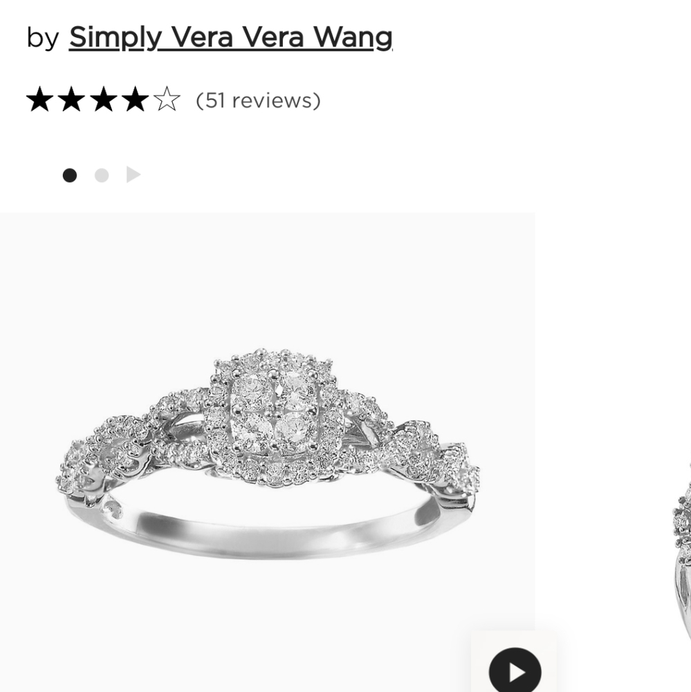 Vera Wang 1/3 carat diamond 14 karat solid white gold engagement ring size 7 1/2